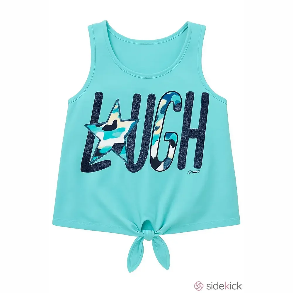 Justice Girls Graphic Tie Front Tank Top Small